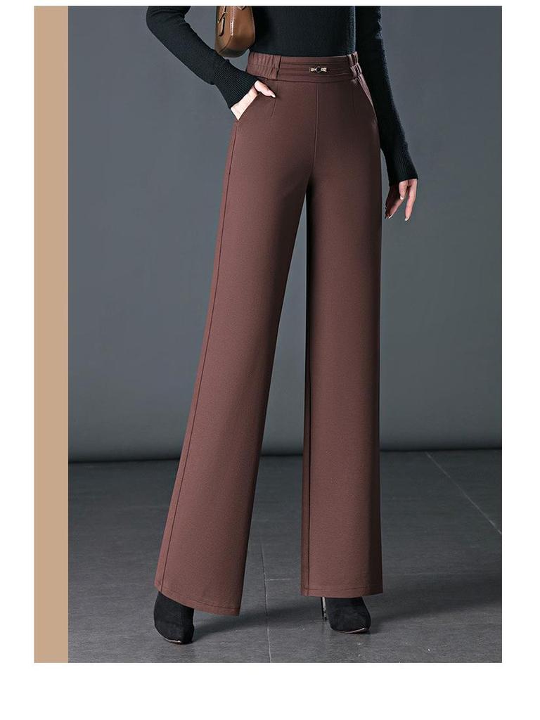 Pantalon de costume large taille haute pour femme - Grande taille, Coupe ample, Idéal pour le printemps et l'automne