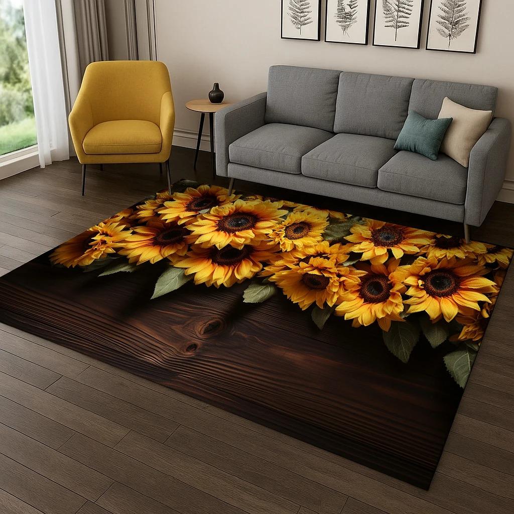 Daisy Sunflower Flower Pattern Carpet Rug for Home Bedroom Living Room Sofa Doormat Kitchen Decor Living Room Decoration Carpet