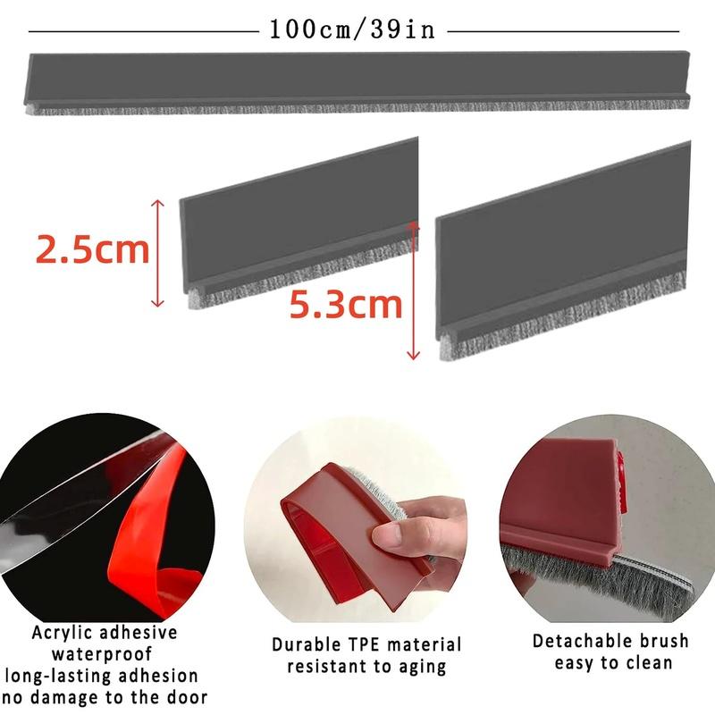Door Seal Draft Stopper with Brush Reduce Noise, Rubber Door Sweep Breeze BlockerInsect Proof, Dust Proof and Sound Proof Seal