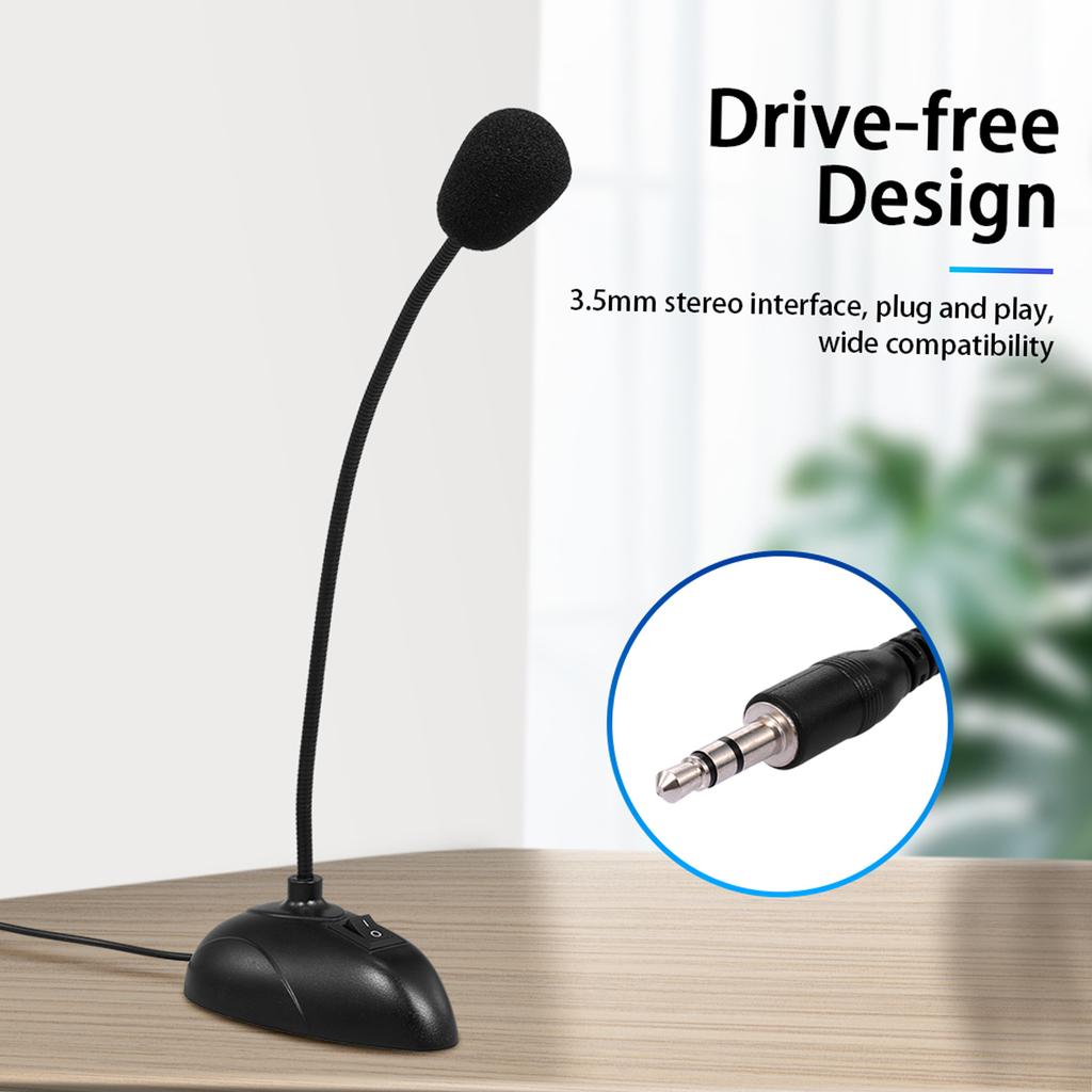 Computer Microphone Desktop Capacitive Microphone Wired Microphone 3.5mm Interface for Lecture Conference Voice Chat