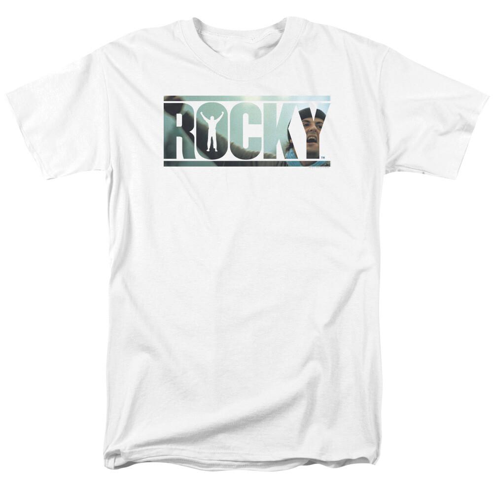 

Rocky Cutout Logo T Shirt Mens Licensed Boxing Movie Tee Rocky Balboa White M