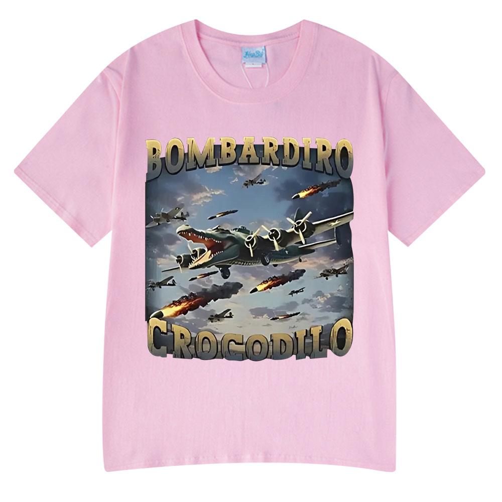 Bombardiro Crocodilo Funny Crocodile Plane Bomber Graphic T-shirt Men Women Casual Cotton Short Sleeve T Shirts Comfort T-shirts
