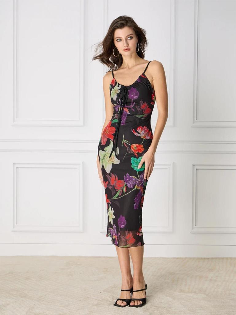 2025 Summer Print Spaghetti Strap Bodycon Dress in European and American Style