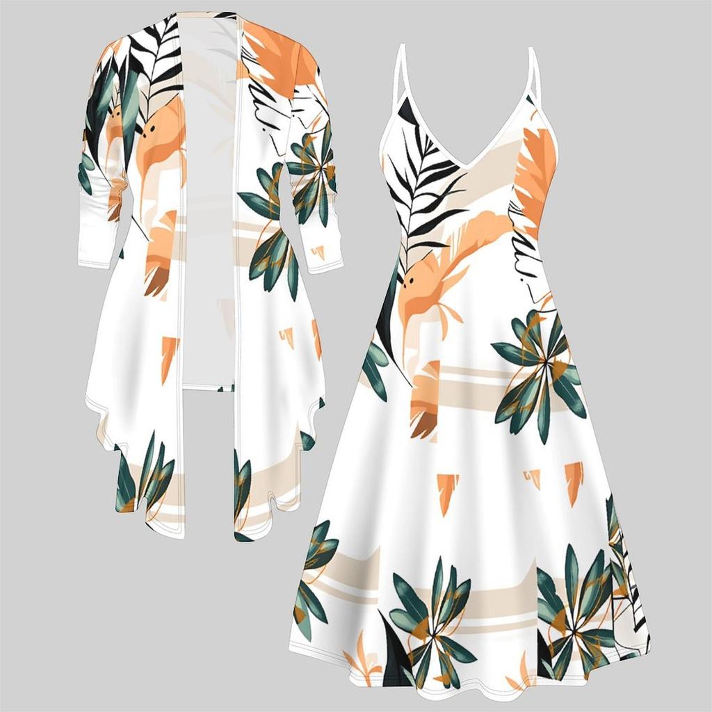 3D Printed Set Dress Coat , Double Spelling with Diverse Colors and Shapes Fashion Print,suitable for Various Scene Fashion Styles