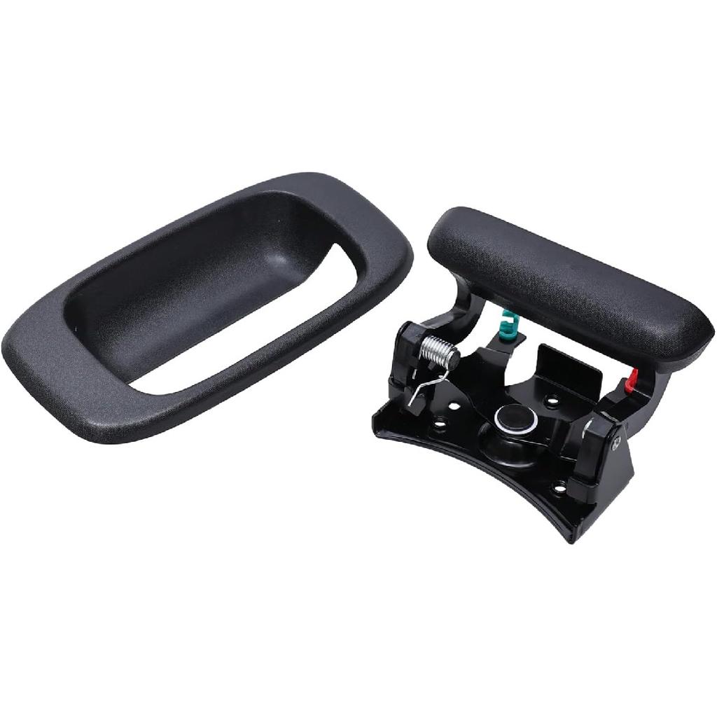 Premium Tailgate Handle Latch And Bezel Trim With Rod Clips, Fits For 1999-2007 Chevy Silverado GMC Sierra 1500 2500 3500, Replaces# 15997911,