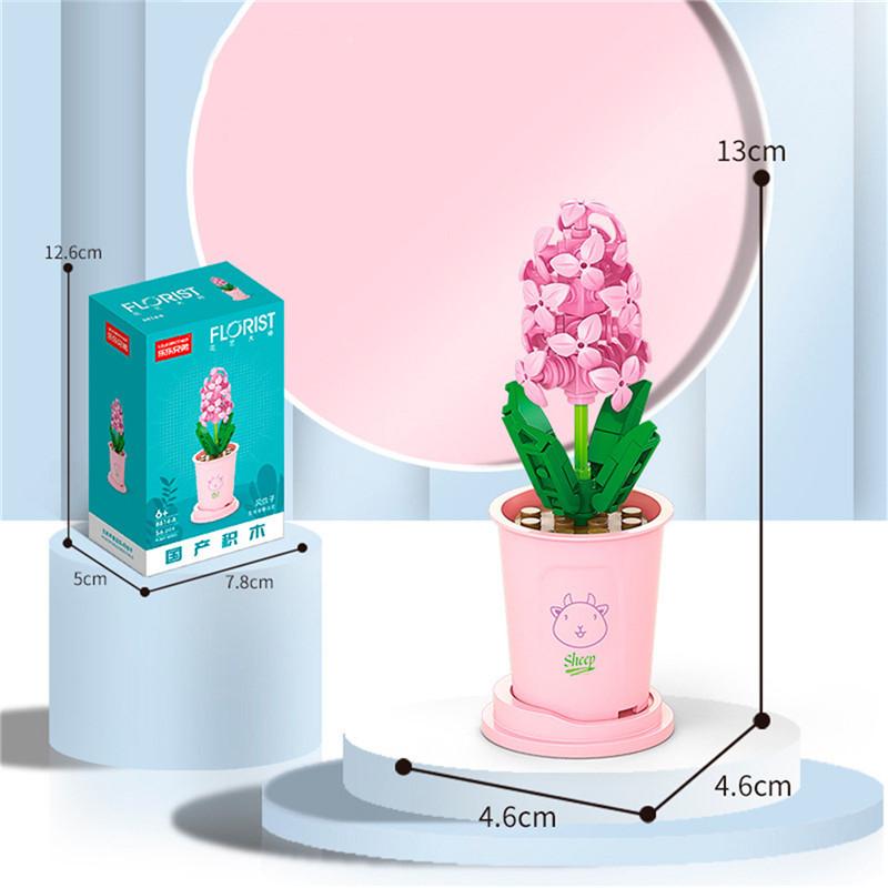 Building Block Bouquet 3D Model Toy Lucky Mini Flowers DIY Assembly Brick Home Decoration Plant Potted Kids Educational Toy Gift