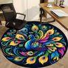 1PC Peacock Feather Design Office Round Rug, Non slip, Soft and Durable Office Rug for Interior Decoration, Perfect for Office