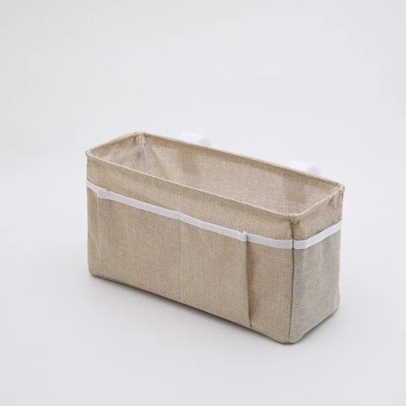 Baumwoll-Leinen Buchaufbewahrungstasche, Nachttisch Aufbewahrung Hängebeutel, Nachttisch Kleinkram Aufbewahrungstasche, Wandaufbewahrung Hängebeutel
