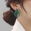 Exquisite Green Gem Dangle Earrings with Silver Needle - Elegant Statement Jewelry for Every Occasion