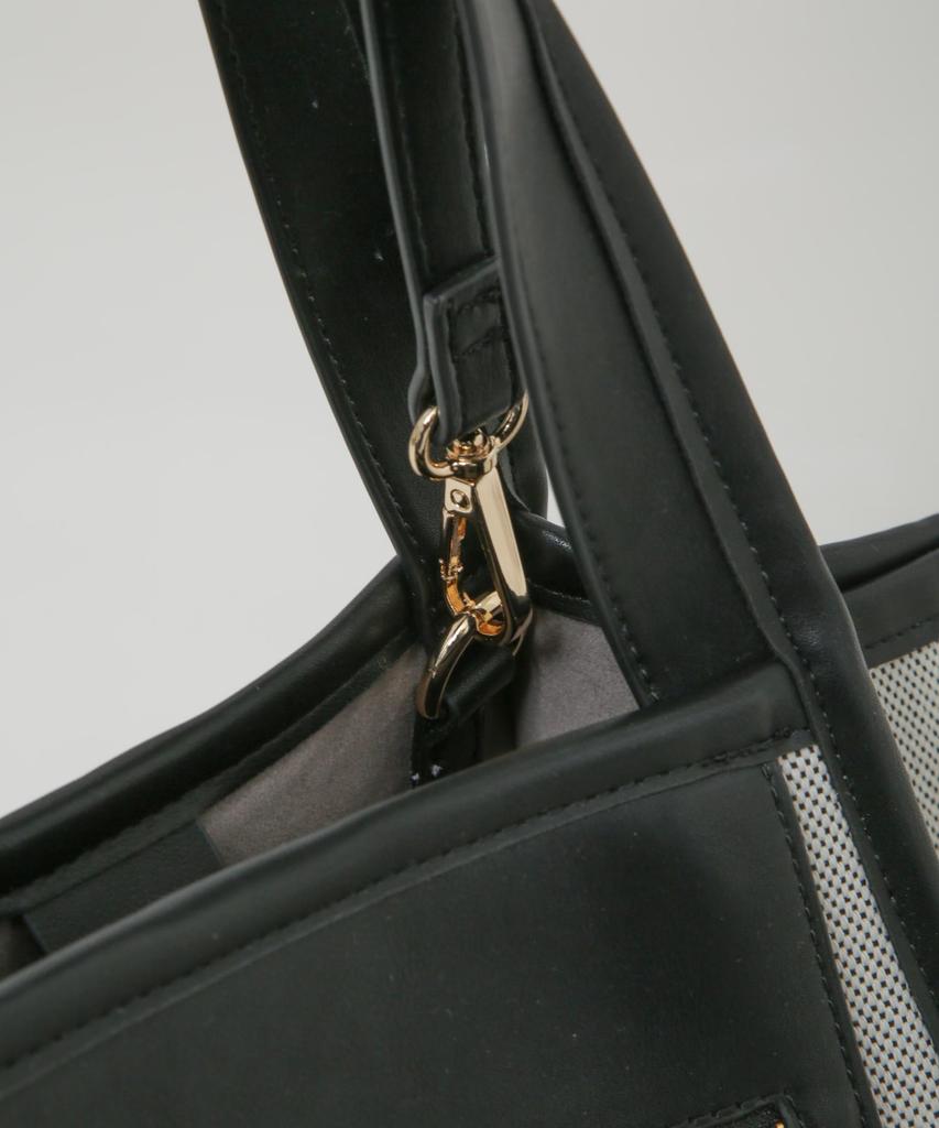 Nano Universe Canvas und Kunstleder Tasche mit Tasche für Damen, F 010, Schwarz, 669-5232304