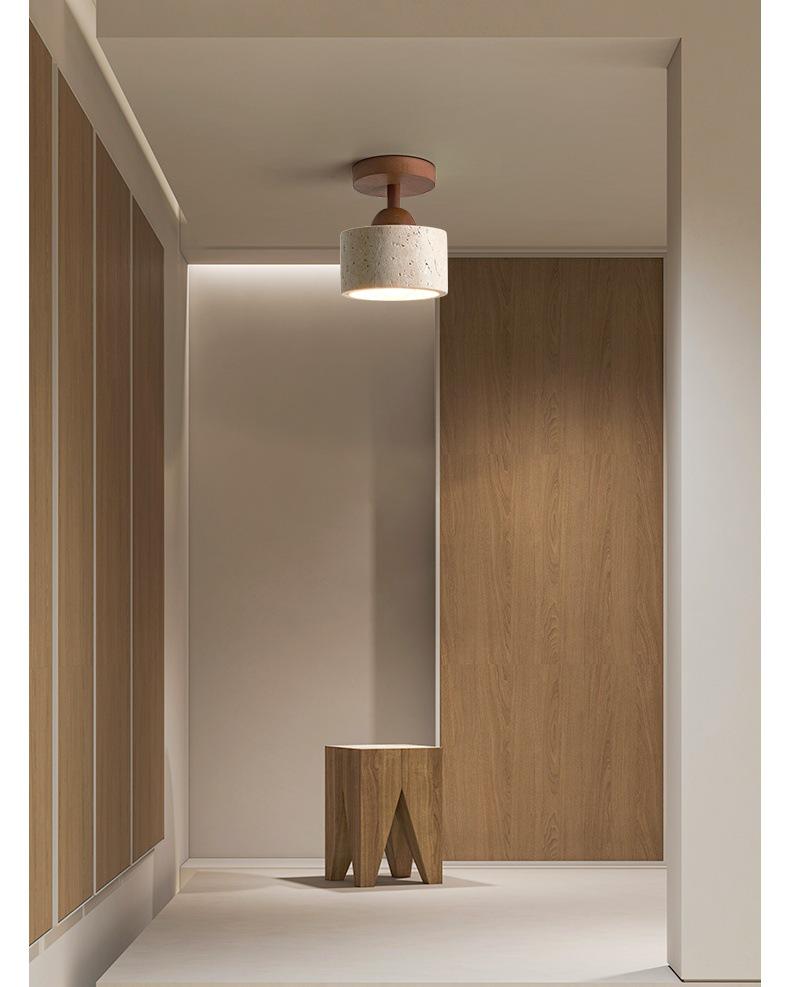 Japanische Wabi-Sabi Gelber Höhlenstein Deckenleuchte für Eingangsbereich oder Balkon