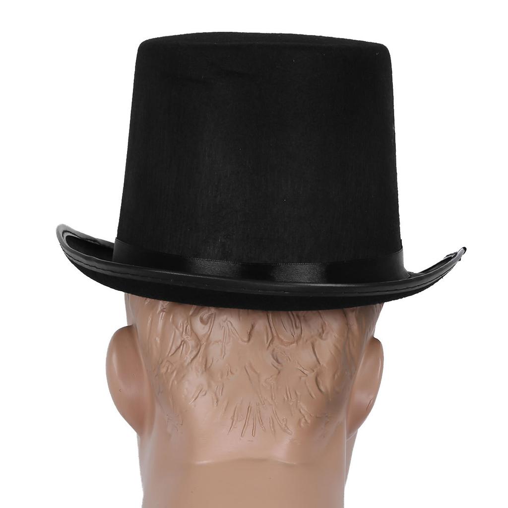 Unisex Black Felt Top Hat for Children and Adults Dress Up Accessory for Magician or Ringmaster Theme Party