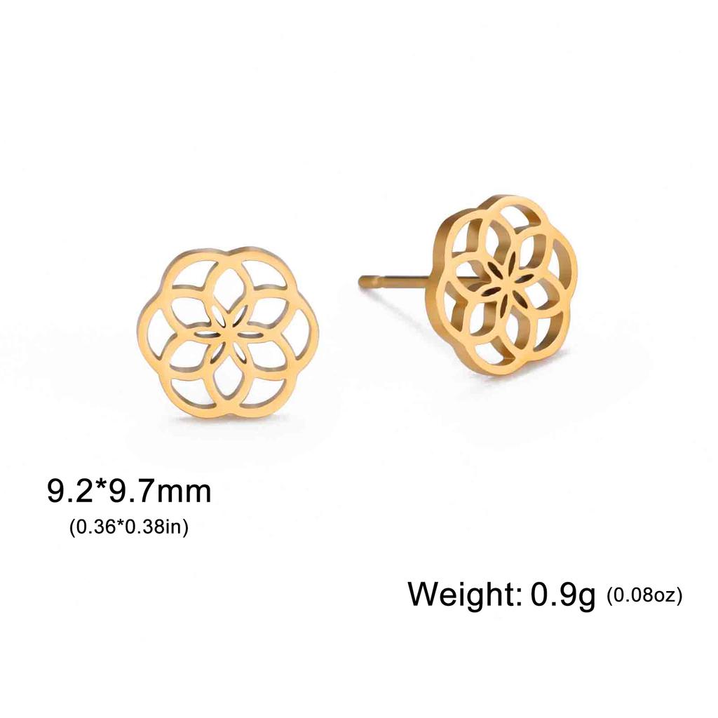 LIKGREAT Flower of Life Stud Earrings for Women Stainless Steel Round Earring Mandala Sacred Geometry Seed of Life Jewelry Gift