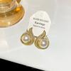 French pearl water drop ear clips without holes, high-grade copper plated zircon stud earrings, retro light luxury earrings, women without ear holes