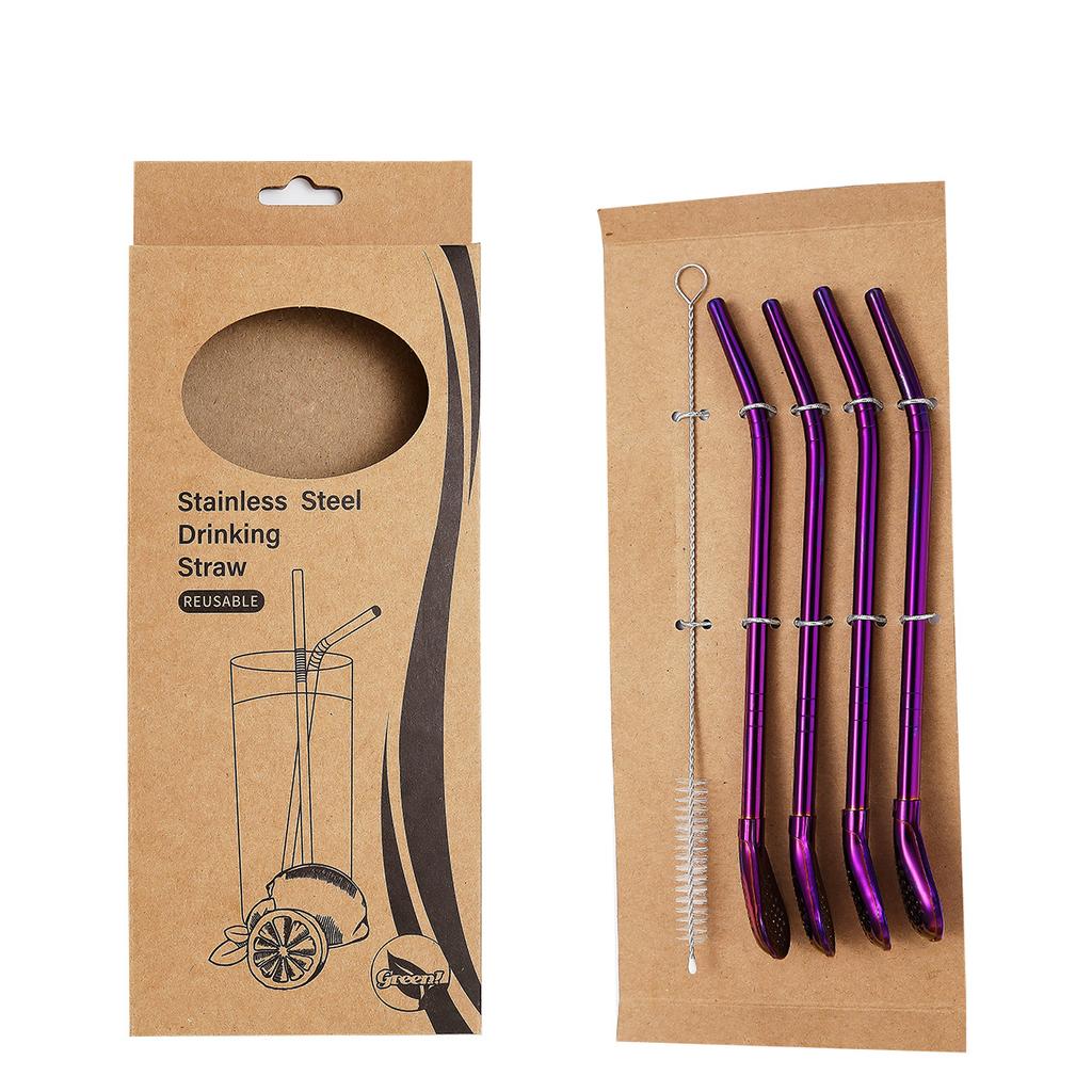5 Pcs/set 304 Stainless Steel Tea Drinking Straws Spoon Yerba Mate Tea Filter Reusable Bombilla Gourd Tea Tools Bar Accessories