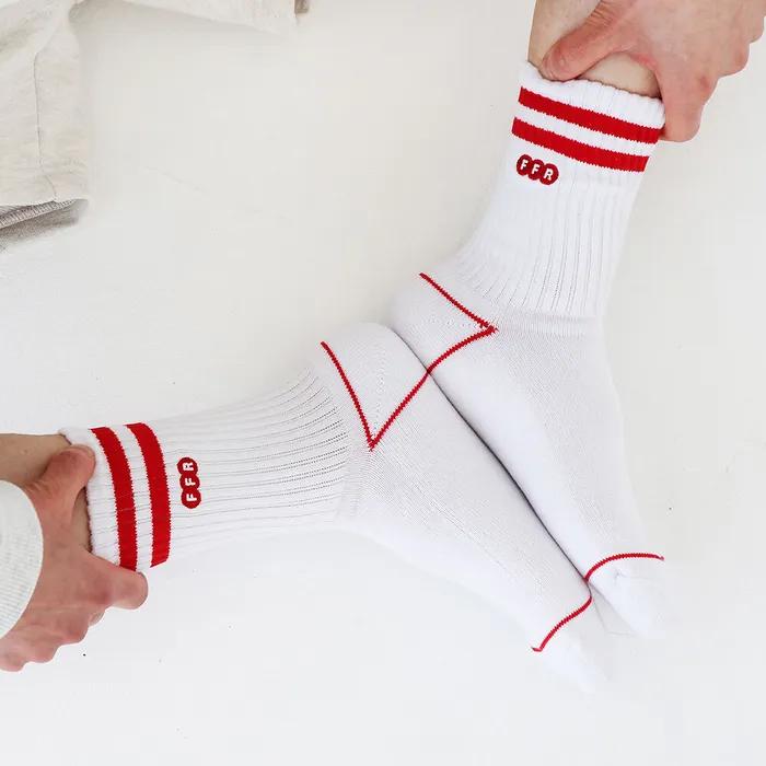 Line Sports Cushion Embroidered Socks (RED)