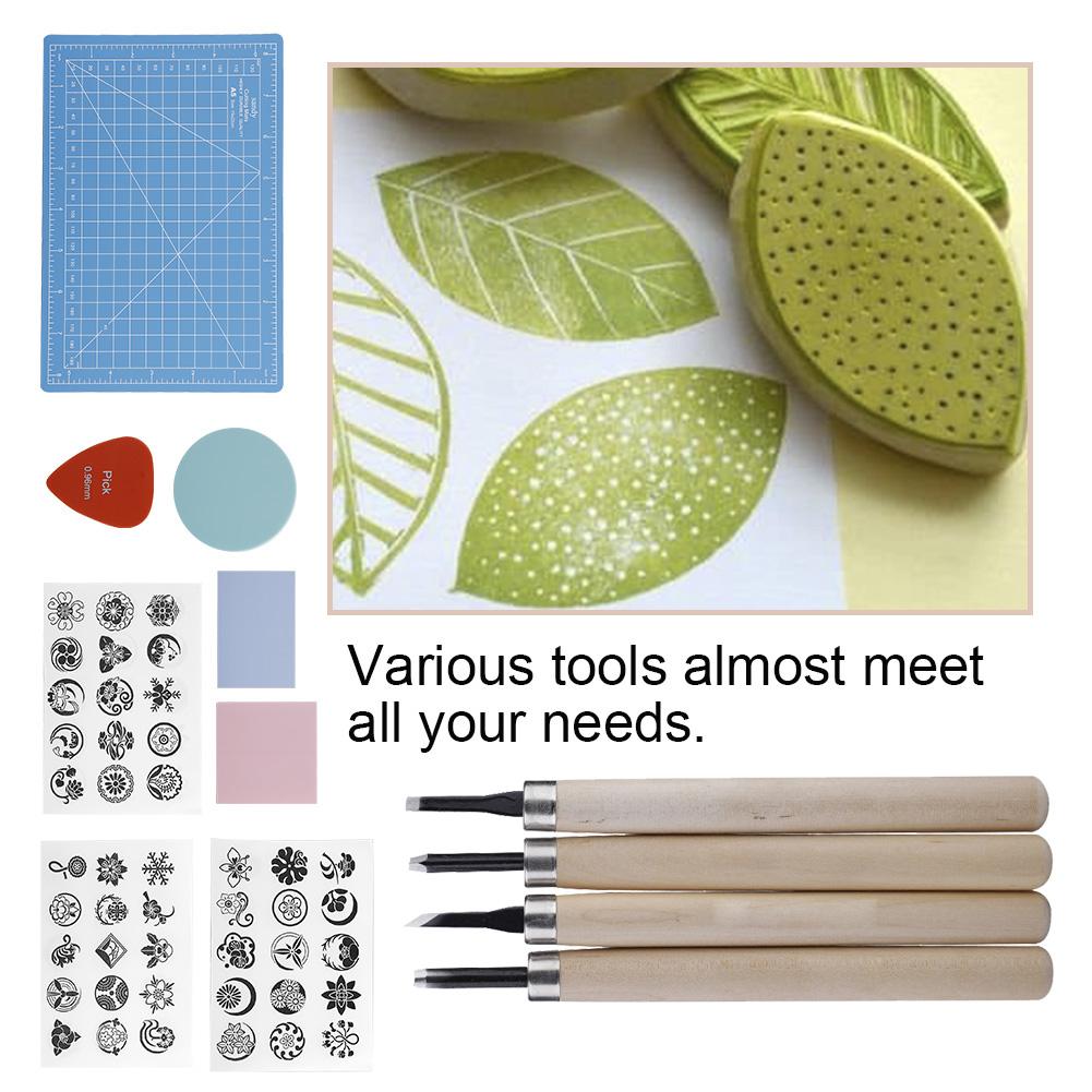 Rubber Stamp Carving Handcraft Set Hand Sculpture Stamp DIY Tool Kit