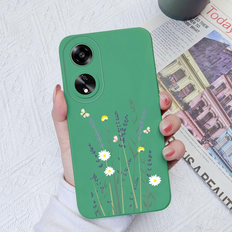 Modische Anmutige Blumen Handyhüllen Für Oppo A7 A35 A11 A1K A15 A55 A1 A52 Quadratisch Weich Flüssigsilikon Vollständige Abdeckung Stoßfestes Gehäuse Für Oppo Capa