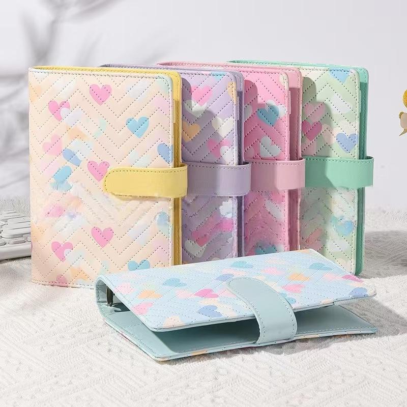 A6 PU-Leder Binder Economy 6-Ring Notizbuch, Stilvolles Design, Persönlicher Notizbuch-Binder Einband, Kann zur Aufbewahrung von Bargeld-Budget verwendet werden