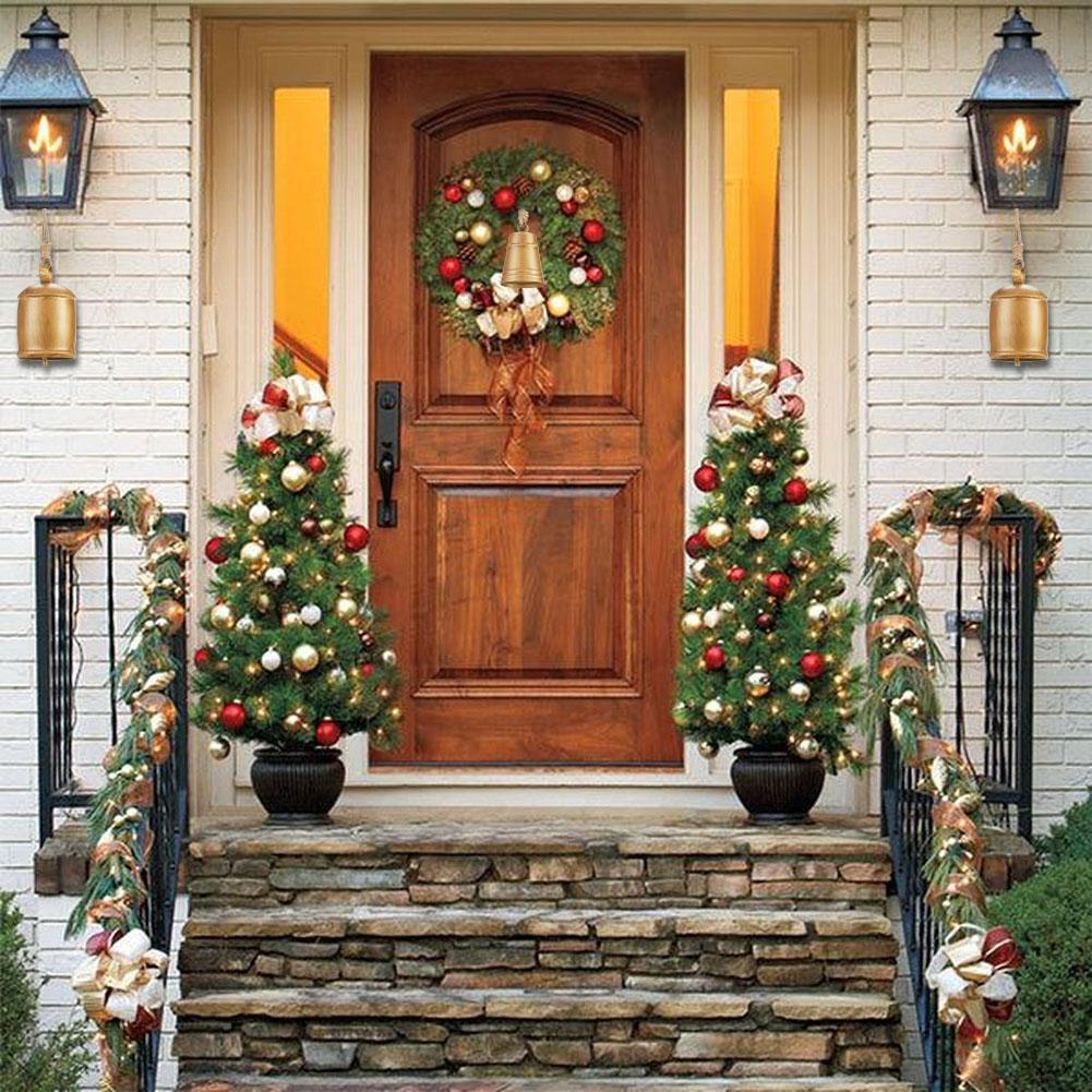 2025 Christmas Hanging Rope Decorative Windbell Handmade Vintage Worn-out Metal Cow Bell Corrosion Resistant Christmas Gift