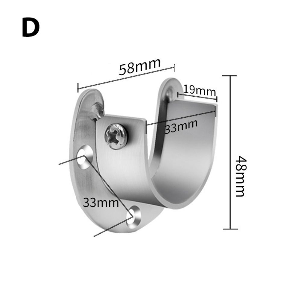 Heavy Duty Wardrobe Bracket U-Shaped Rod Holder Closet Rod End Support Rod Socket Flange Rod Holder