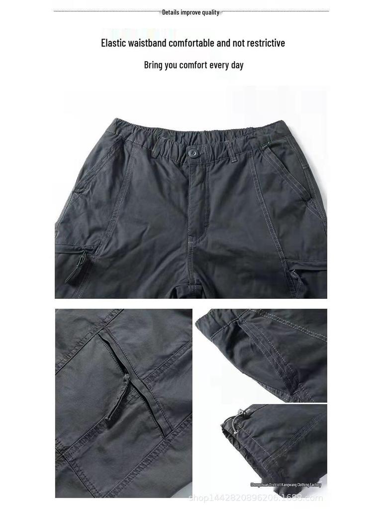 Men's Plus Size Velvet-Lined Cotton Work Pants - Autumn/Winter Collection