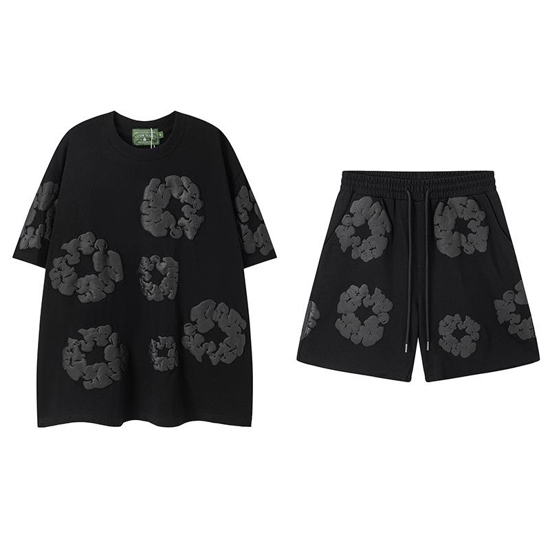 Set Casual pentru Cuplu Denim Tears Kapok Foam Print Stil American - Hanorac și Pantaloni de Trening