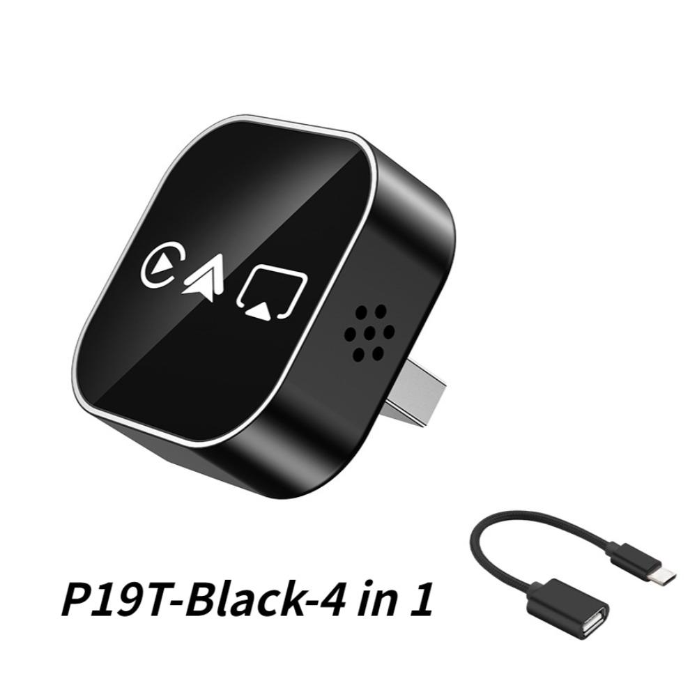 

Carplay Wireless Adapter for Apple Airplay 4 in1 Box AI Smart Car System Plug and Play Auto Connect Car Play 2026 P19T-Black-4 in 1