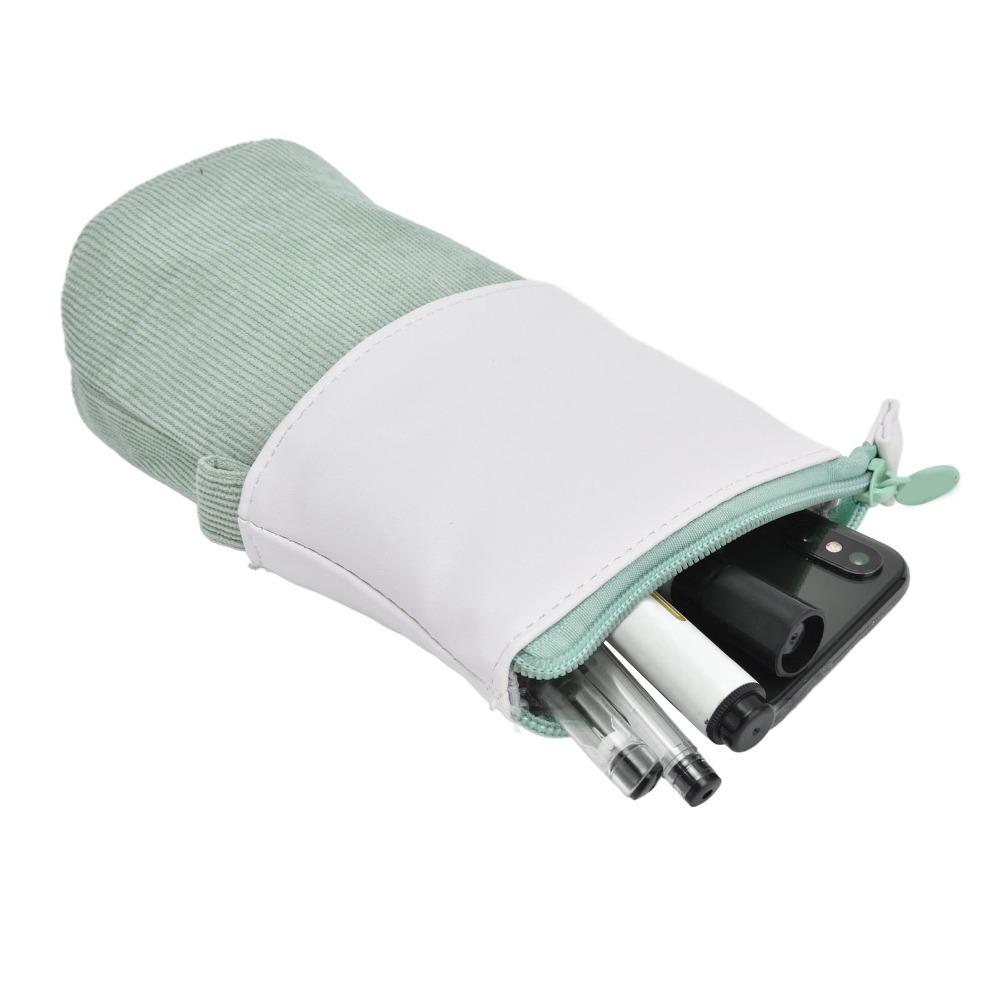 PU Corduroy Telescopic Pencil Pouch Multi-functional Storage Pouch Daily Storage