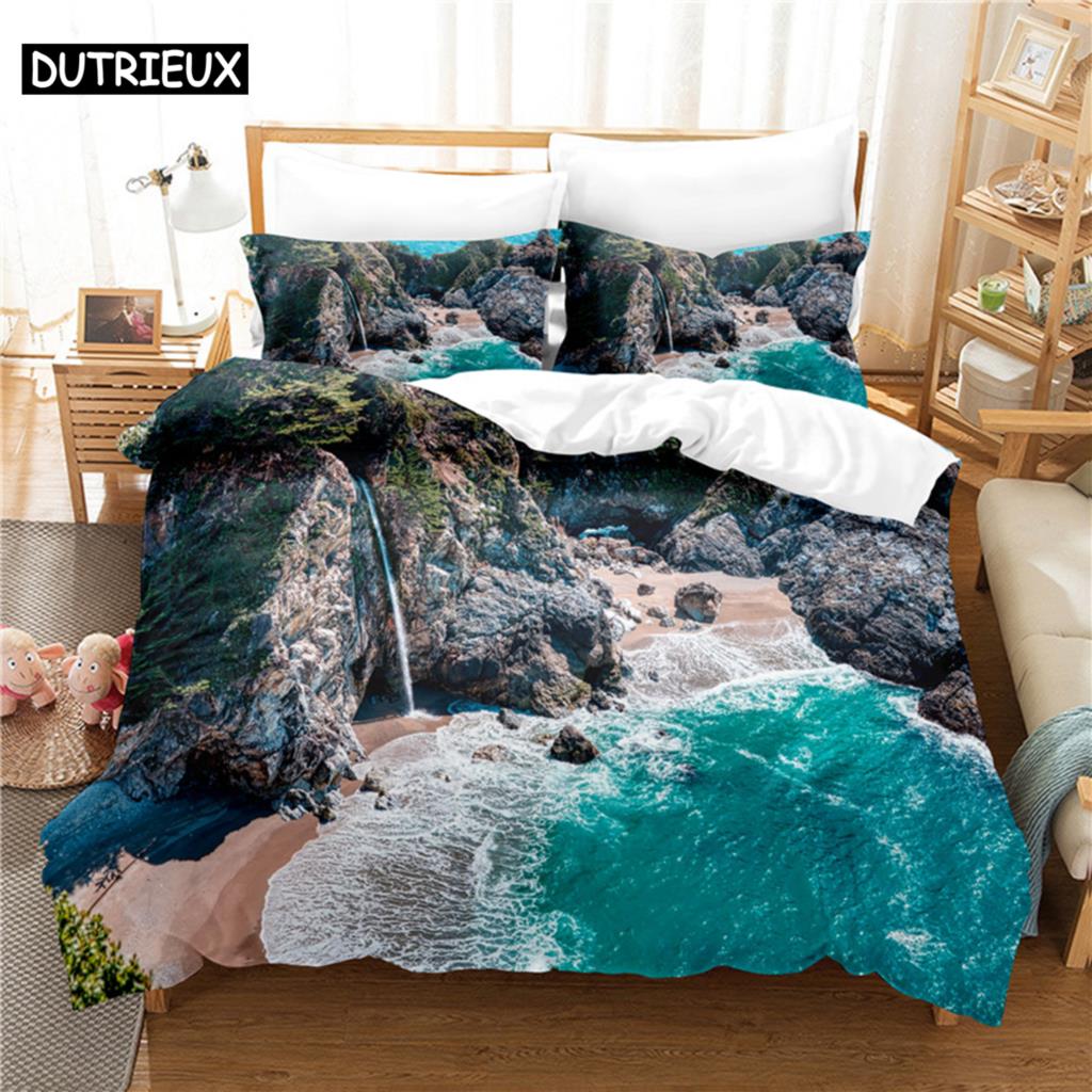 Comforter 3D Digital - Printed Beautiful Ocean - Themed Queen - Sized With Fashionable Design