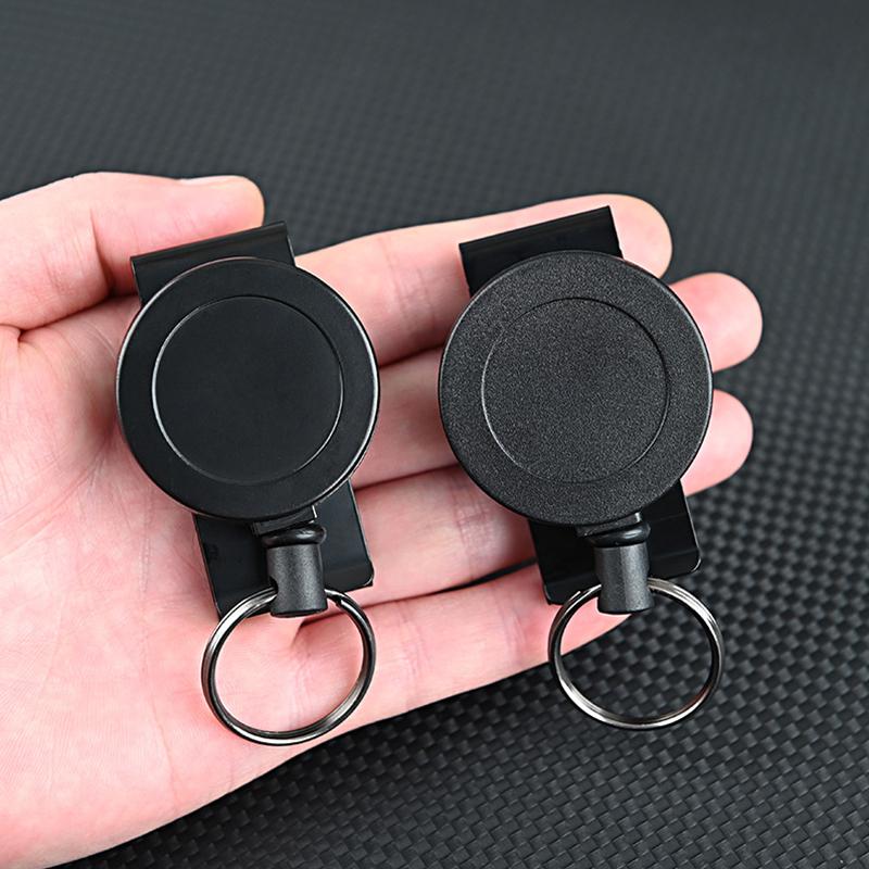 Retractable Keychain Badge Holder Reel With Multitool Carabiner Clip Heavy Duty Key Ring Steel Wire Lanyard Name Tag Stationery