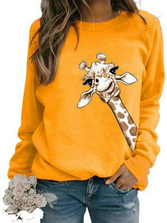 2026 Unisex Round Neck Giraffe Print Sweatshirt