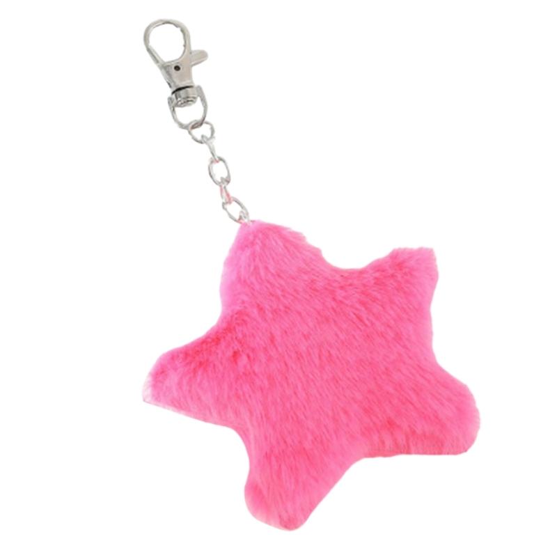 Cute Plush Five-pointed Star Charm Keychain Soft Stuffed Ornament Keyring Lovely Pendants for Purse Bag Backpack Handbag