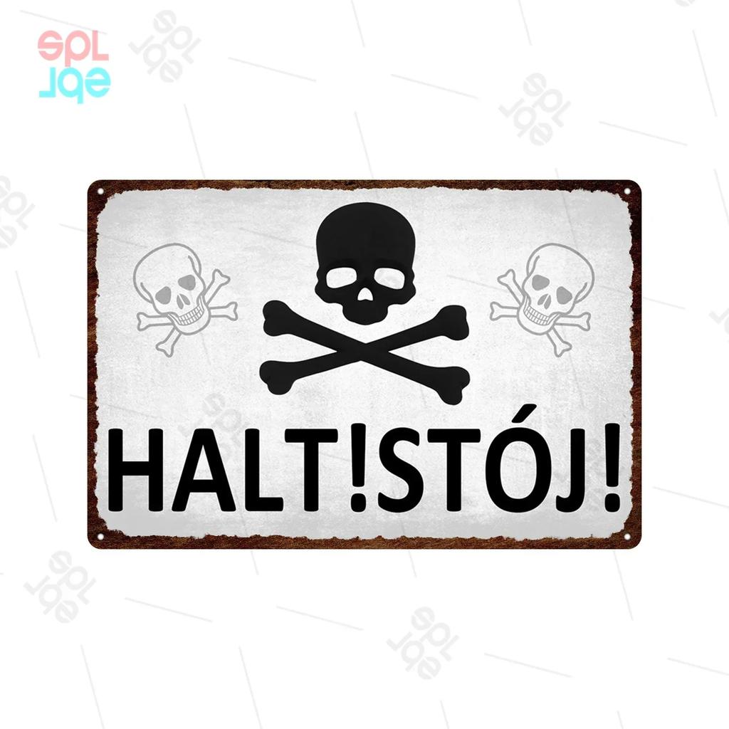 Halt Metall Zeichen Deutsch Achtung Warnschilder Gefahren bereich Warn plakate Vintage Metall Plakette Weißblech Wand dekorative