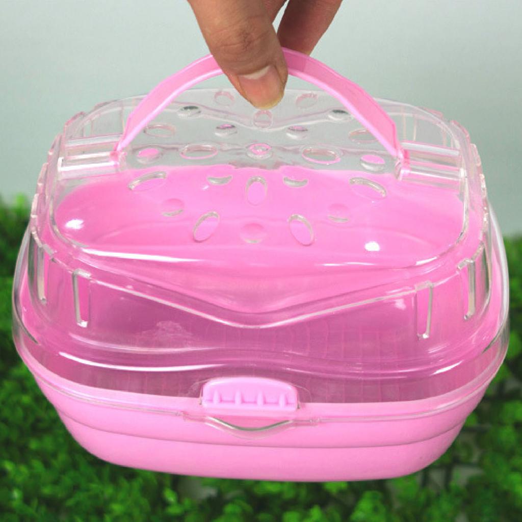 Hamster Carry Case Cage Portable Lightweight Small Animal Carry Case for Outdoor Travel Pink
