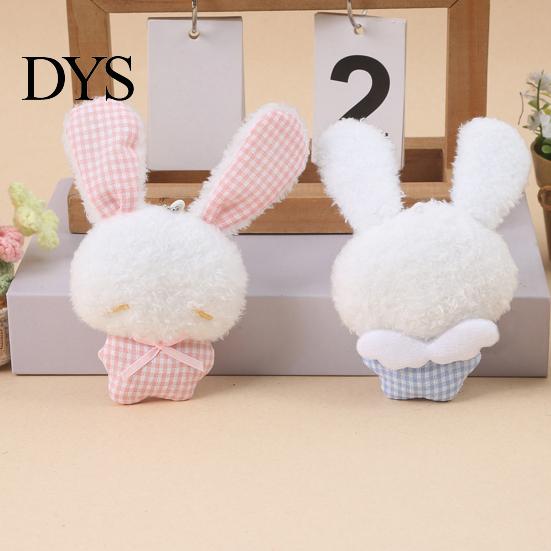 Plaid Ear Bunny Charm Ribbon Bow Rabbit Plush Pendant for Backpacks, Stuffed Bag Charm, Soft Animal Keychain Decoration Decorative Accessory