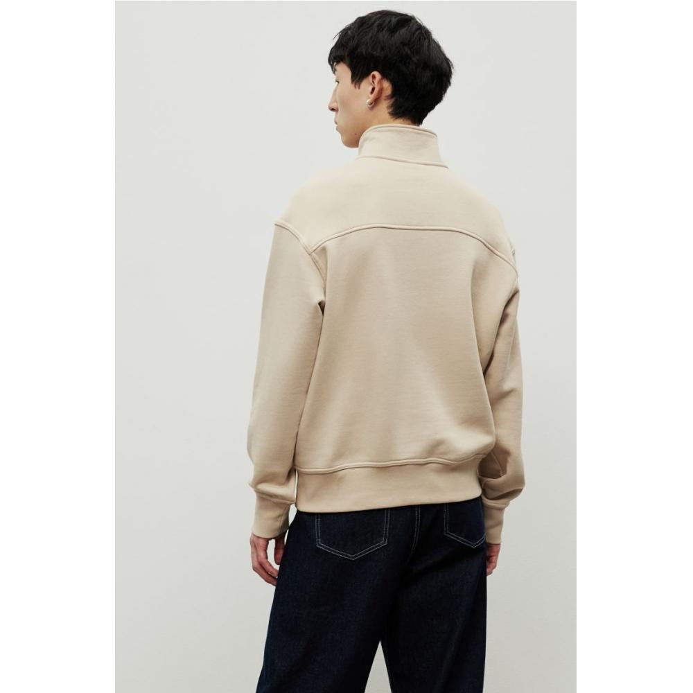 H M Loose Fit Zip Detail sweatsHirt Beige