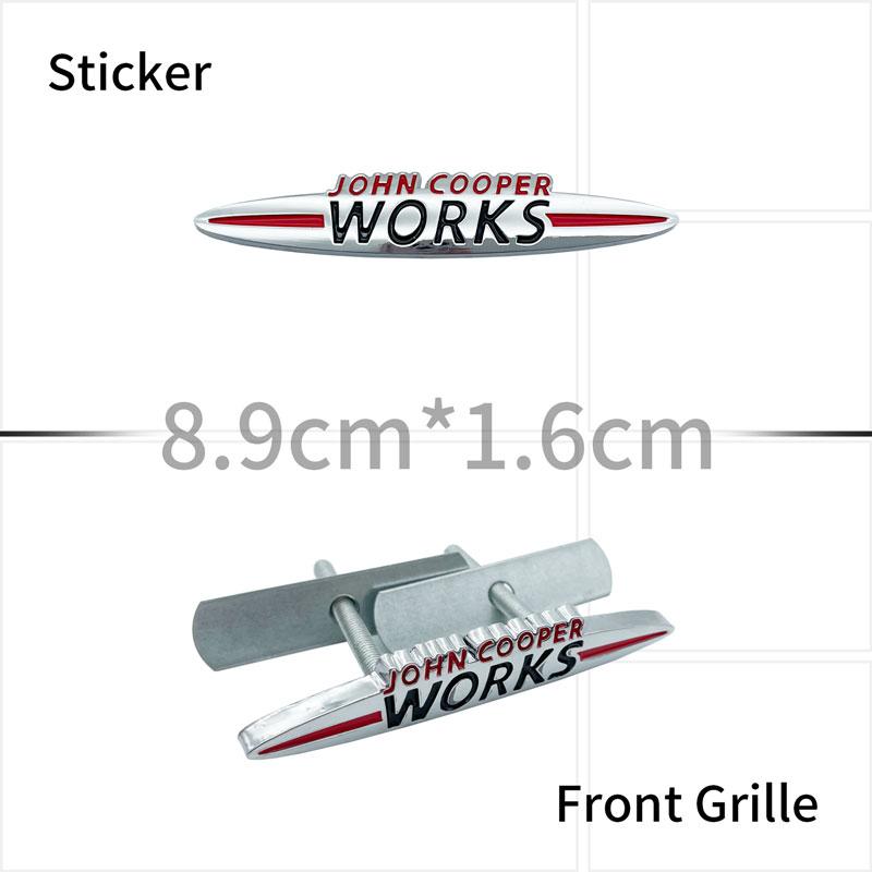 3D Chrome Metal Car Sticker John Cooper Works Emblem Decals For  Mini JCW R50 R52 R53 R55 F56 F55 F60 Fender Front Grille Logo