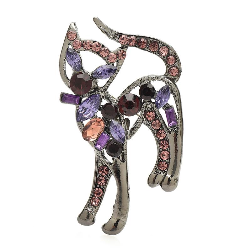 

Wuli&baby Lovely Mutlicolor Crystal Cat Brooch Jewelry Accessory Gift