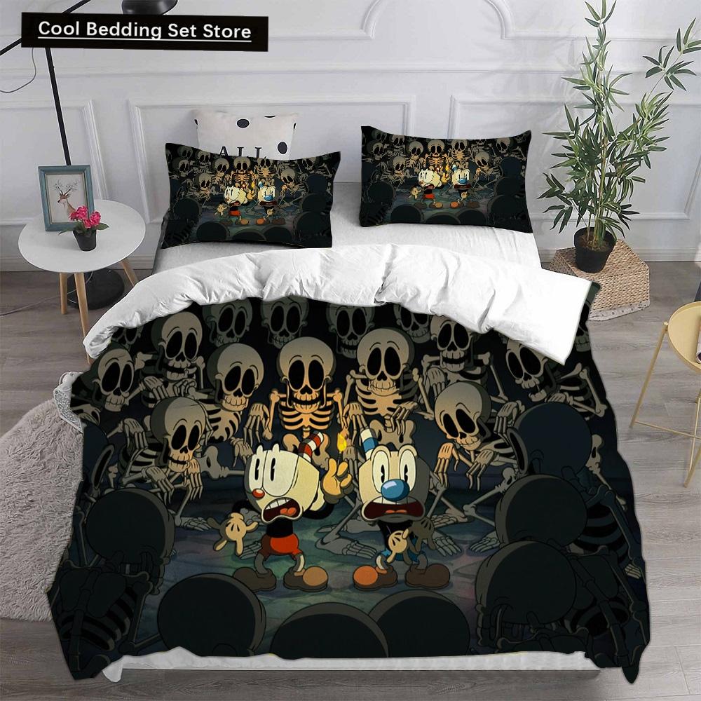 New 3D Print Game Cartoon Cuphead Bedding Sets Comforter Quilt Bed Cover Duvet Cover Pillow Case 2-3 Pieces Sets Kids Adult Size