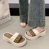 Fashion one-word drag summer casual stepping on shit feeling bread beach 2025 pregnant women new sandals wear women's cool slippers