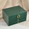 Three-Layer Leather Jewelry Box with Lock for Rings, Bracelets, and Earrings