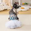 Floral Dog Dress Small Dogs Dress with White Tulle Skirt Summer Tutu Dress for Puppies Bichon Frise Schnauzer Small Breeds