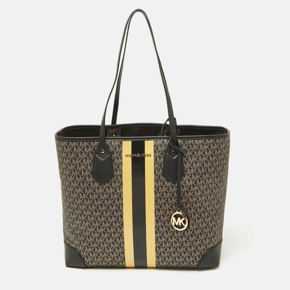 

Michael Kors Signature Coated Canvas And Leather Eva Tote black