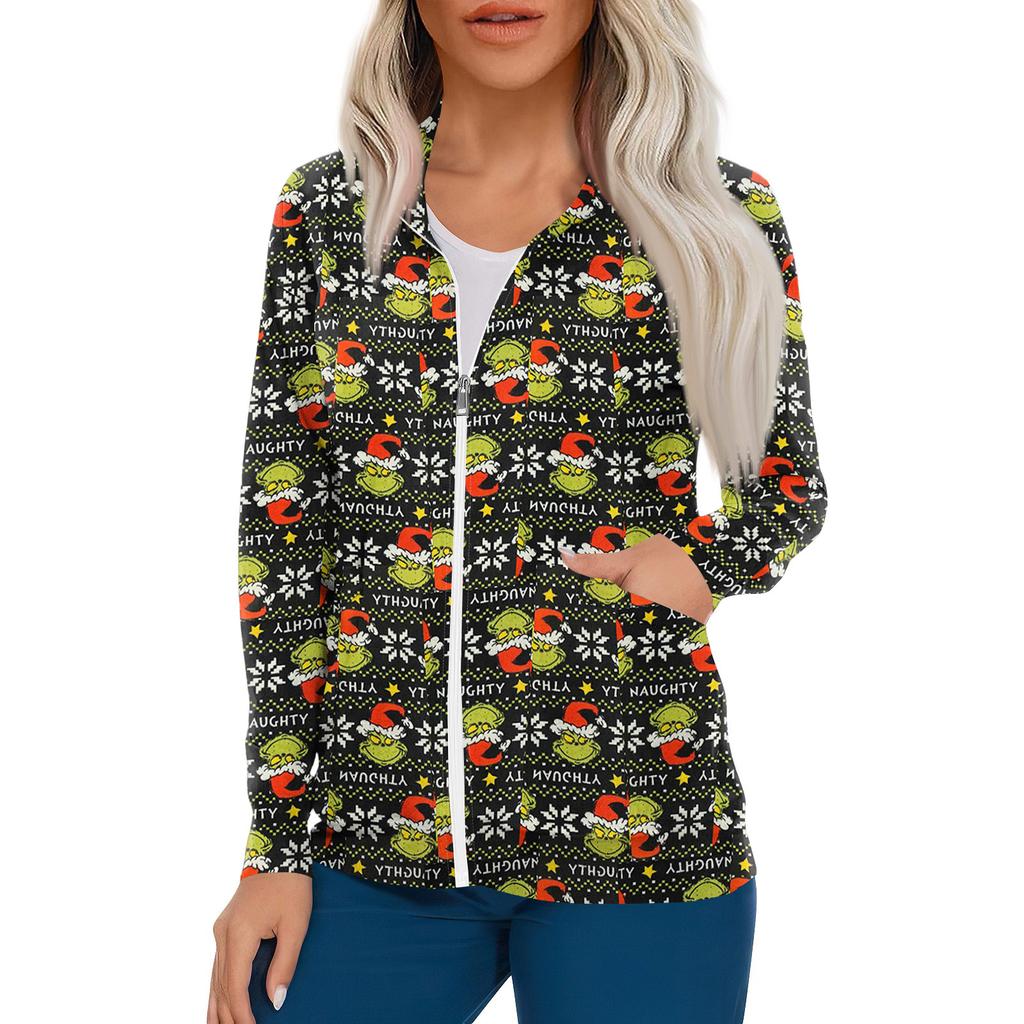 Women Long Sleeve Pattern Pocket Working Stand-up Collar Single-breasted Protective Overalls Cardigan Jacket Top