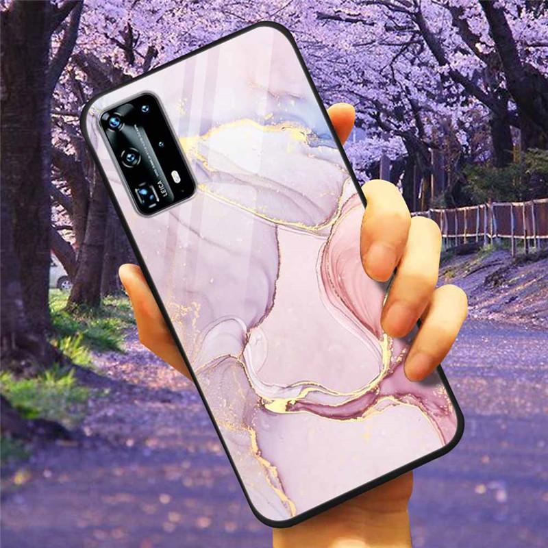 For Huawei P40 Lite / P40Pro Case P 40 Tempered Glass Starry Marble Hard Back Cover for Huawei P40 Pro / P40Lite E Cases Coque