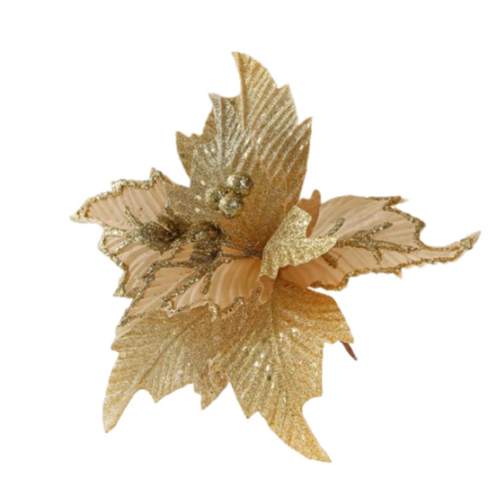 

2pcs Simulation Artificial Poinsettia Flower 26cm Christmas Tree Decorations Home Xmas Decoration золотой