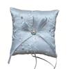 Coussin d'anneau blanc Broderie Coussin d'anneau de mariage Accessoire de cérémonie de mariage