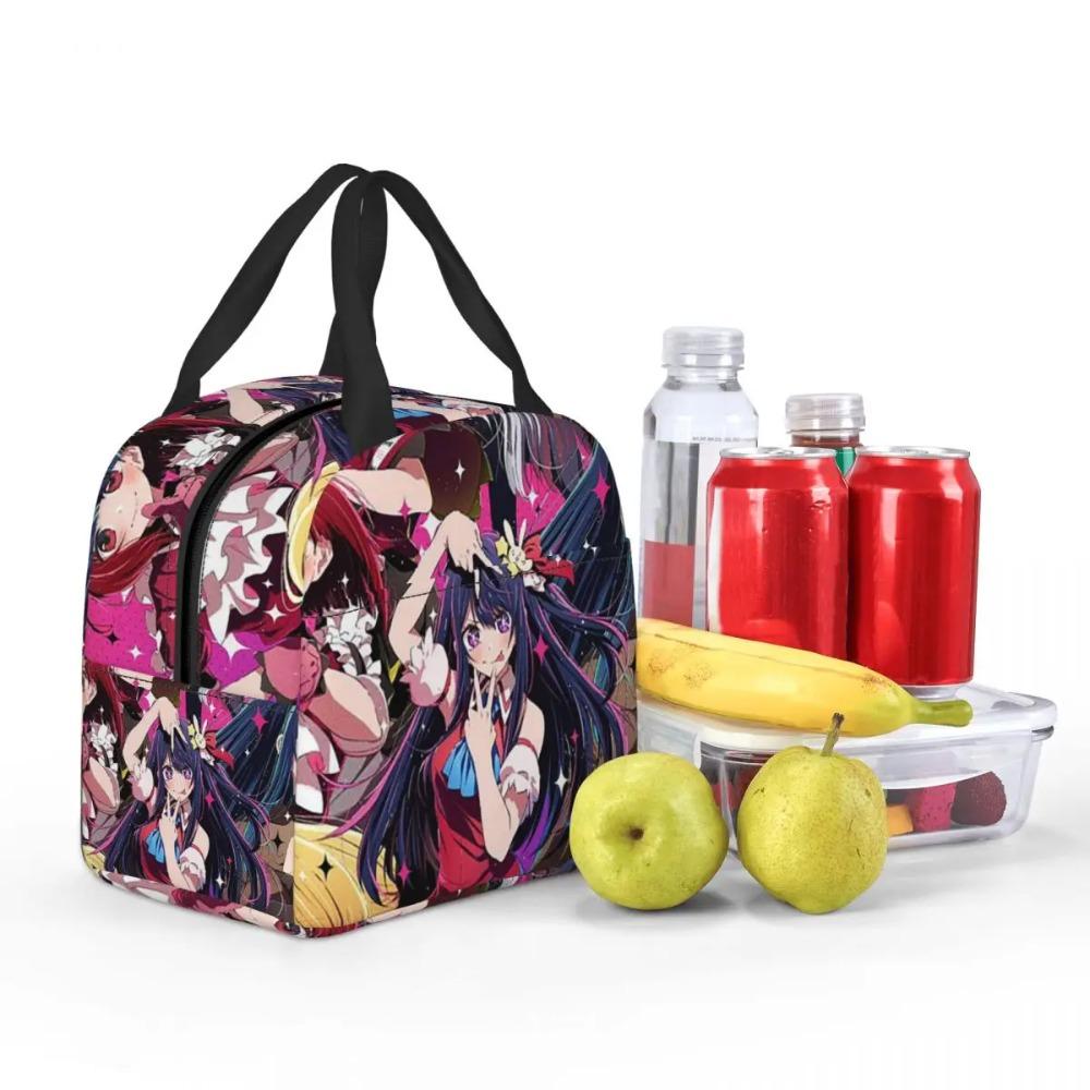 Oshi No Ko Anime Kawaii Insulated Lunch Bag for Women Office Cooler Thermal Food Box Tote Portable Lunch Boxes Container