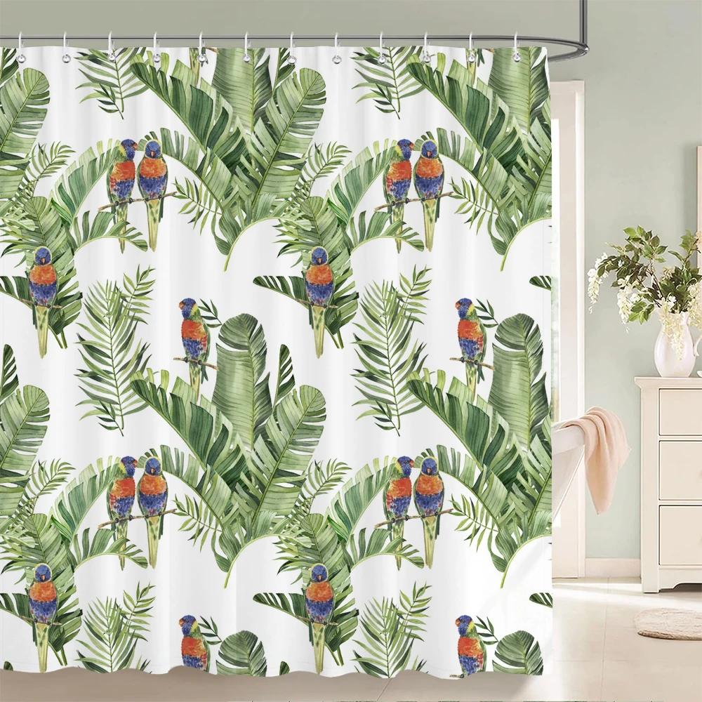 Flower leaf Printing Shower Curtain Waterproof 3D Fabric Floral Plant leaves Bathroom Curtain with 12 Hooks Home Decoration